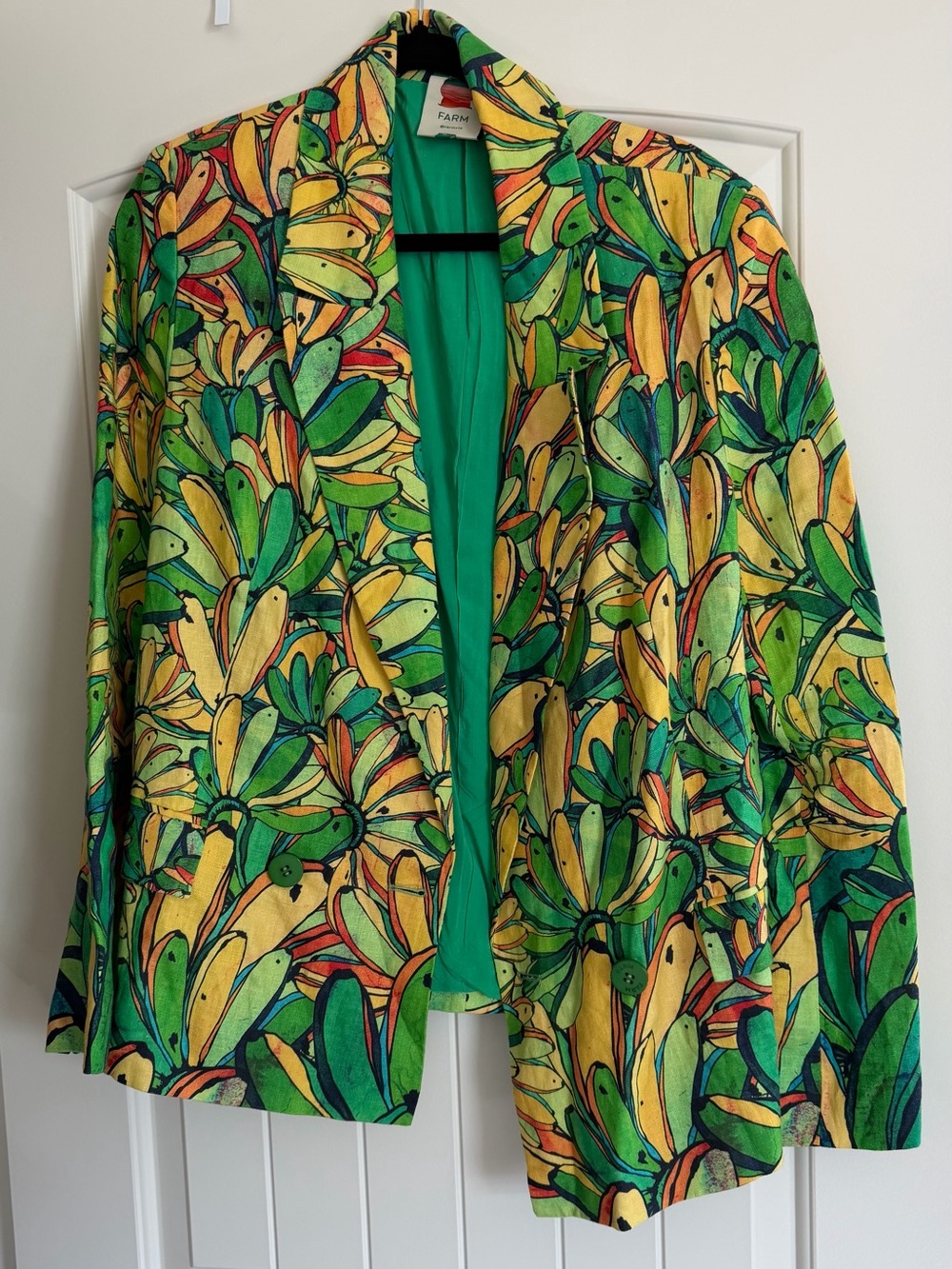 FARM Rio Green and Yellow Botanical Blazer